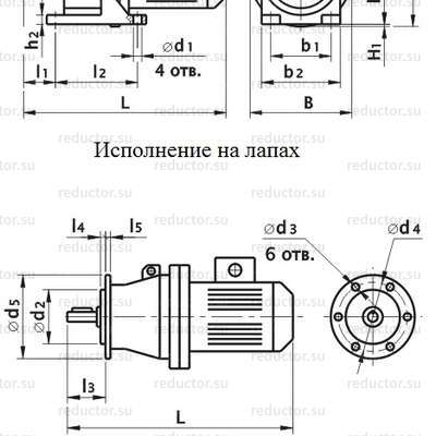 Мотор-редуктор 3МП-50 (МПз-50) - Габаритные размеры